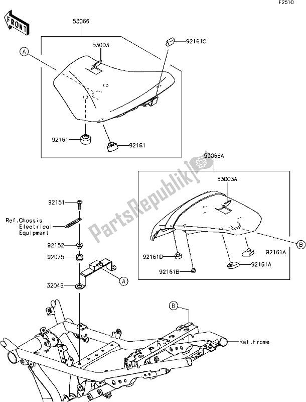 All parts for the F-12seat of the Kawasaki EX 650 Ninja KRT 2017