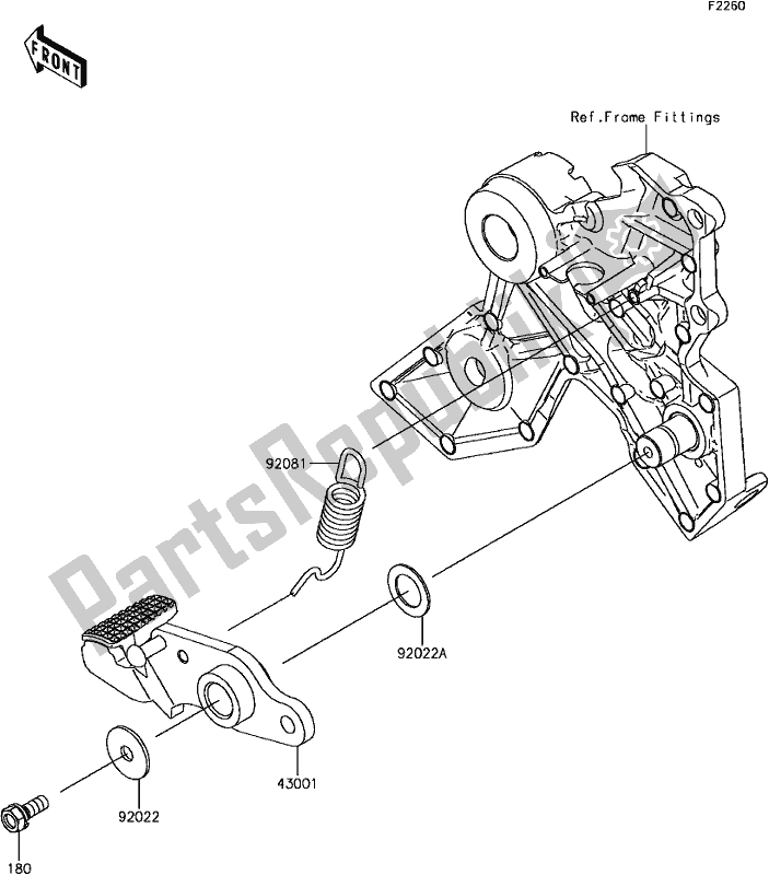 Alle onderdelen voor de F-3 Brake Pedal van de Kawasaki EX 650 Ninja KRT 2017