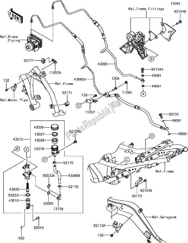 All parts for the F-7 Rear Master Cylinder of the Kawasaki EX 650 Ninja KRT 2017