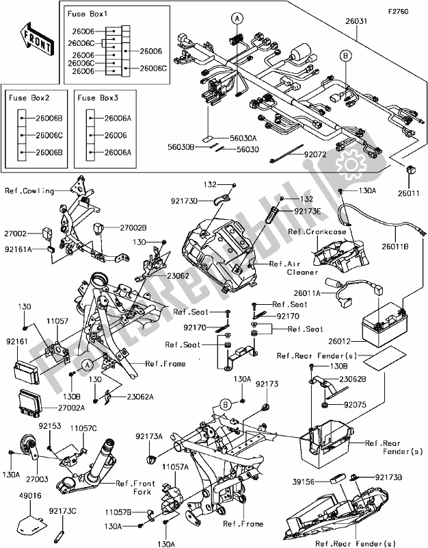 Alle onderdelen voor de G-8 Chassis Electrical Equipment(2/2) van de Kawasaki EX 650 Ninja KRT 2017