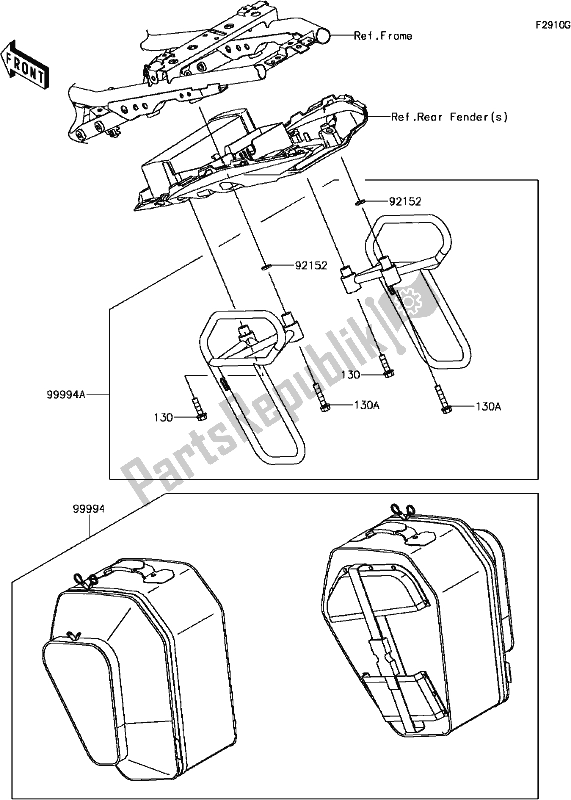 All parts for the H-13accessory(pannier) of the Kawasaki EX 650 Ninja KRT 2017