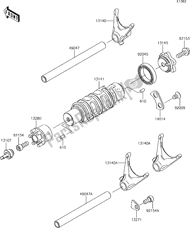 Tutte le parti per il 12 Gear Change Drum/shift Fork(s) del Kawasaki EX 650 Ninja L 2018