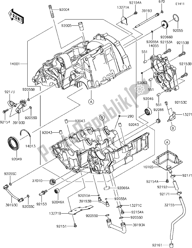 Tutte le parti per il 14-1crankcase del Kawasaki EX 650 Ninja L 2018