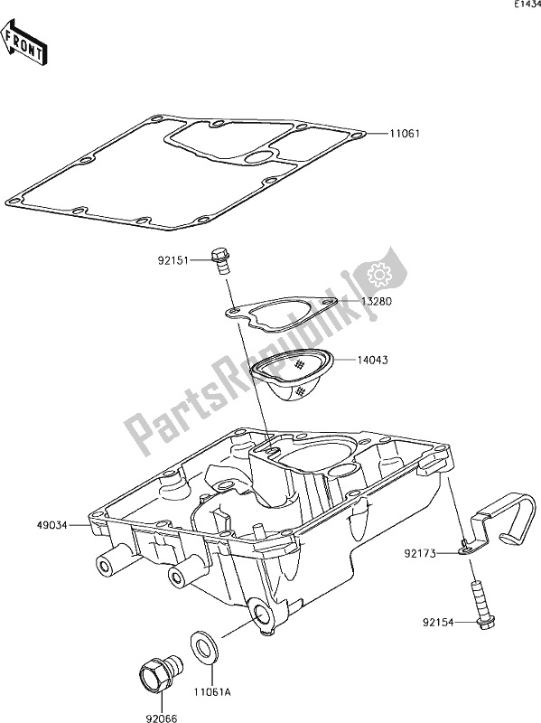 Alle onderdelen voor de 17 Oil Pan van de Kawasaki EX 650 Ninja L 2018