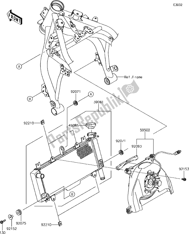 Alle onderdelen voor de 26 Radiator van de Kawasaki EX 650 Ninja L 2018
