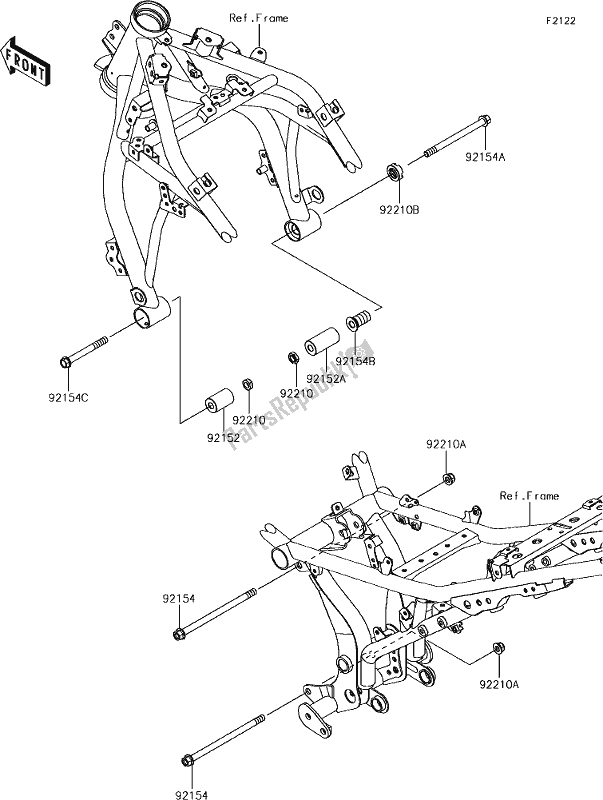 All parts for the 29 Engine Mount of the Kawasaki EX 650 Ninja L 2018