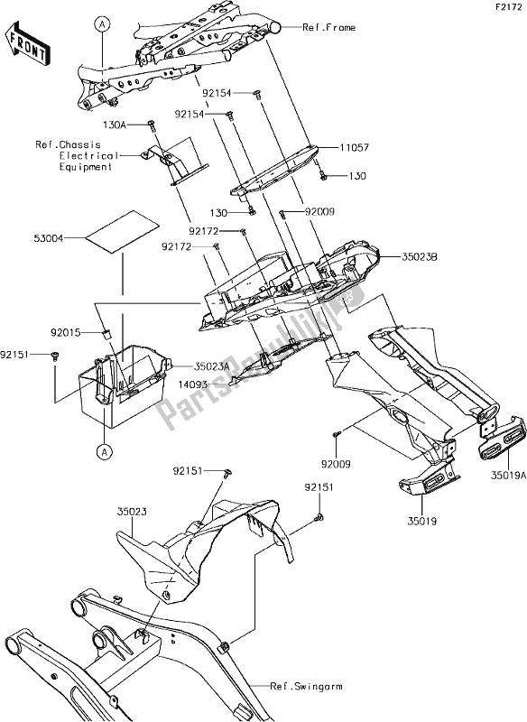 All parts for the 35 Rear Fender(s) of the Kawasaki EX 650 Ninja L 2018