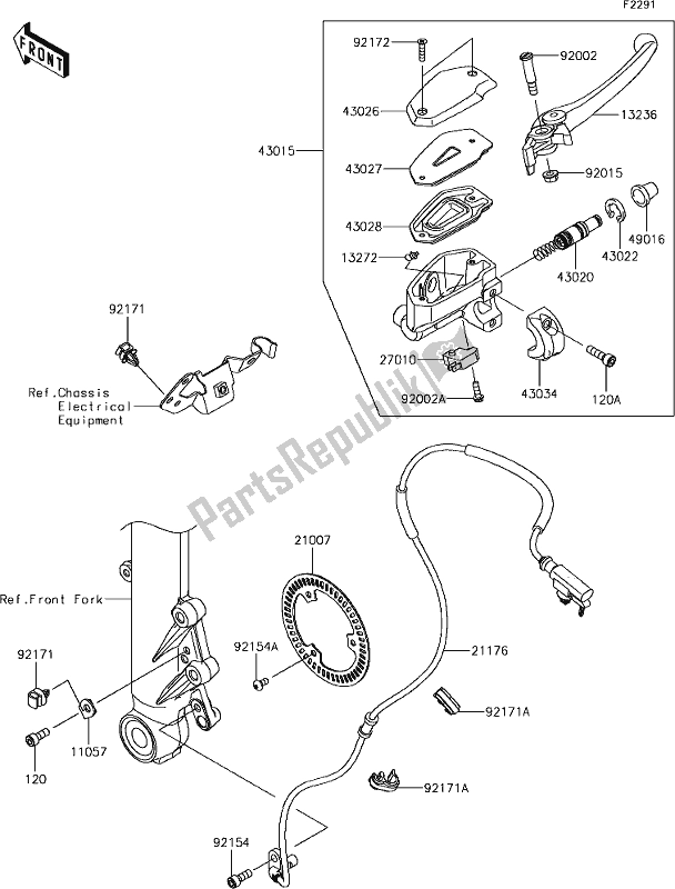 Tutte le parti per il 42 Front Master Cylinder del Kawasaki EX 650 Ninja L 2018