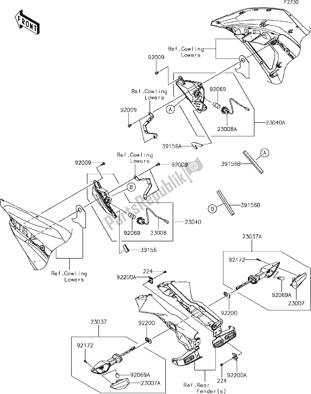 All parts for the 55 Turn Signals of the Kawasaki EX 650 Ninja L 2018