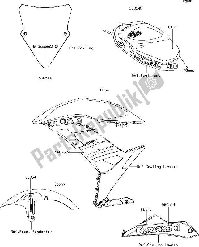 All parts for the 60 Decals(blue)(kjf) of the Kawasaki EX 650 Ninja L 2018