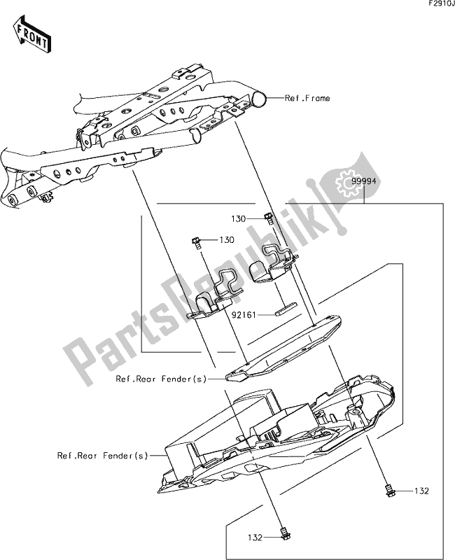 Alle onderdelen voor de 74 Accessory(u-lock Bracket) van de Kawasaki EX 650 Ninja L 2018