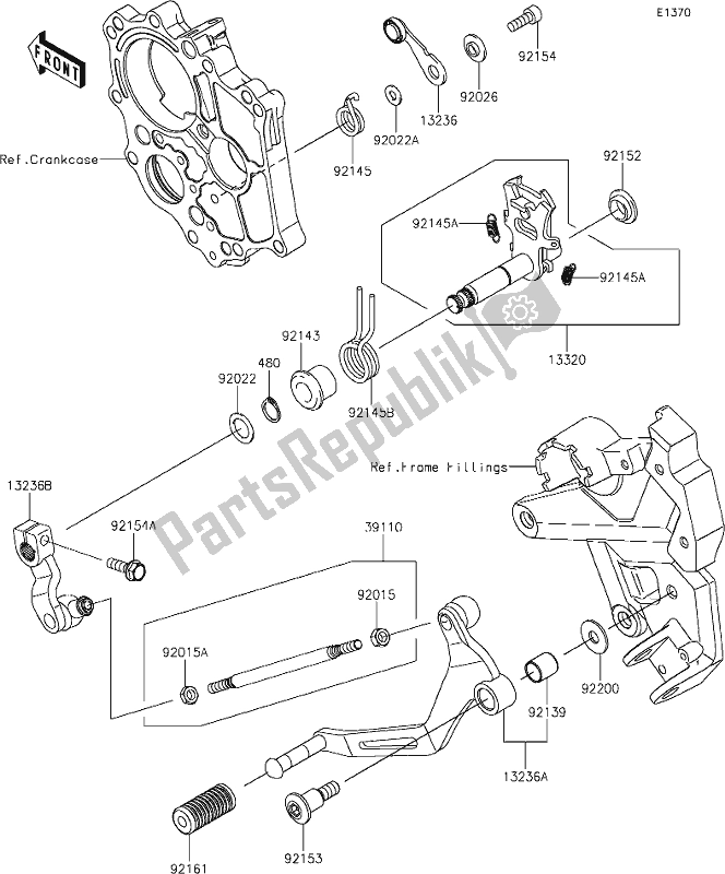 Alle onderdelen voor de 13 Gear Change Mechanism van de Kawasaki EX 650 Ninja Lams 2019