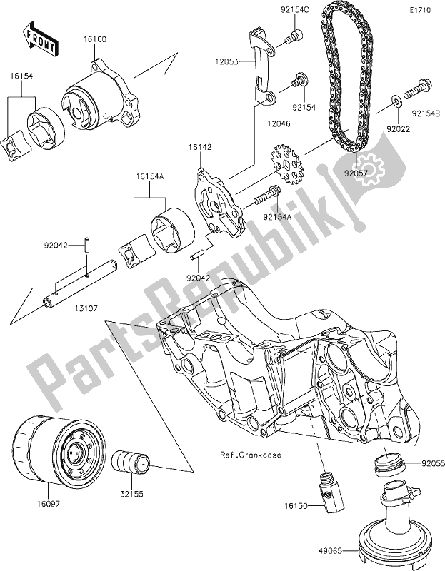 All parts for the 21 Oil Pump of the Kawasaki EX 650 Ninja Lams 2019