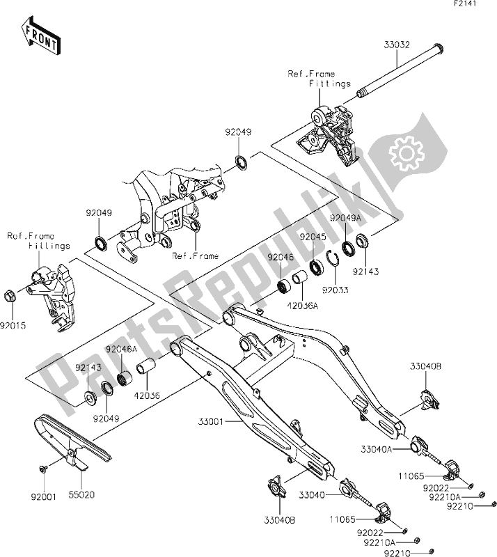 Tutte le parti per il 31 Swingarm del Kawasaki EX 650 Ninja Lams 2019