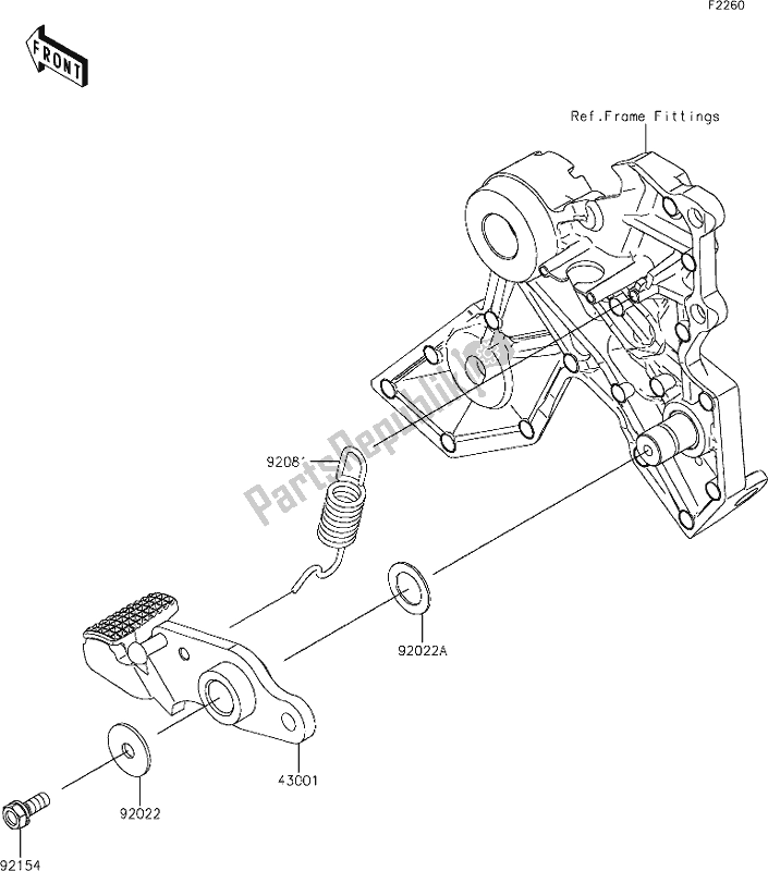 All parts for the 40 Brake Pedal of the Kawasaki EX 650 Ninja Lams 2019