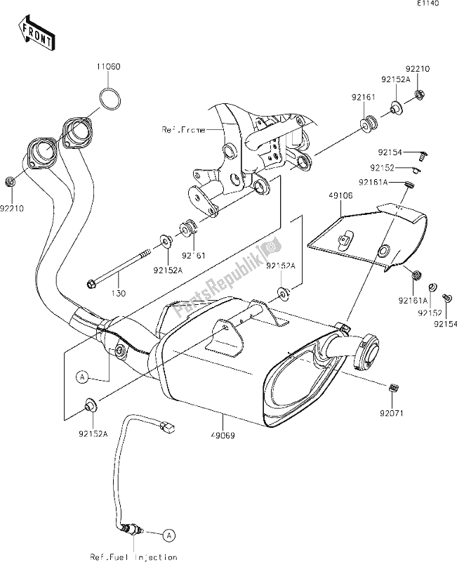 All parts for the 5 Muffler(s) of the Kawasaki EX 650 Ninja Lams 2019