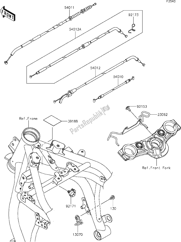 Todas as partes de 51 Cables do Kawasaki EX 650 Ninja Lams 2019