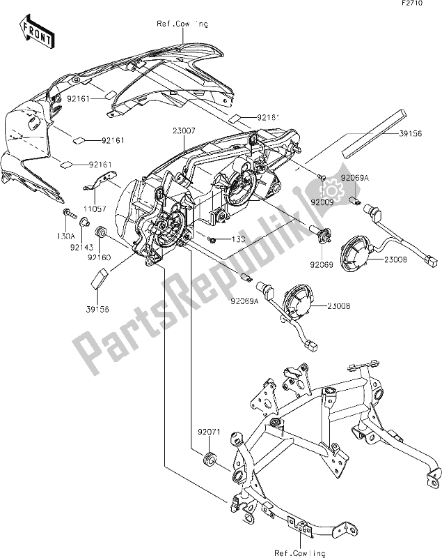 All parts for the 53 Headlight(s) of the Kawasaki EX 650 Ninja Lams 2019