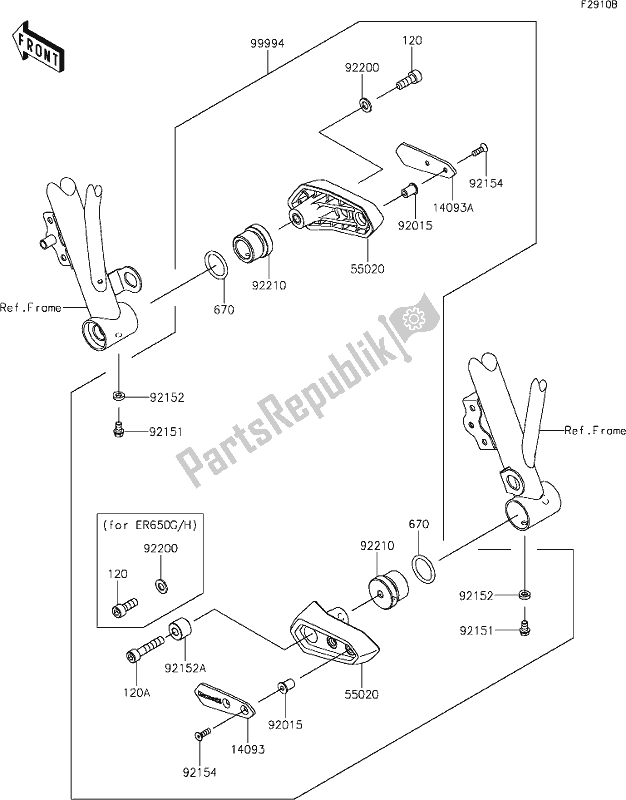 All parts for the 67 Accessory(frame Slider) of the Kawasaki EX 650 Ninja Lams 2019