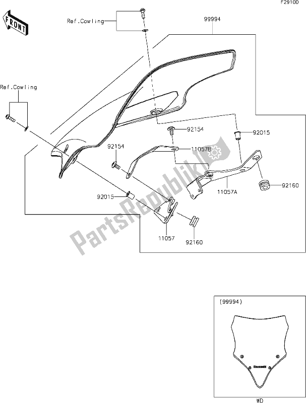 All parts for the 69 Accessory(windshield) of the Kawasaki EX 650 Ninja Lams 2019