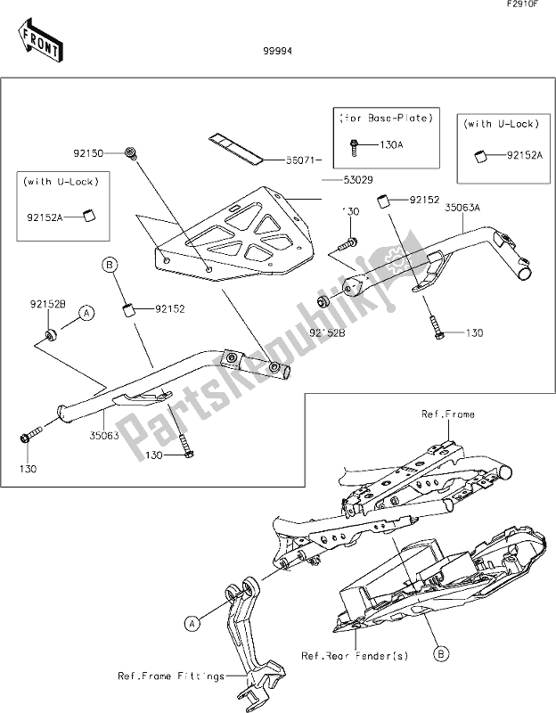 All parts for the 71 Accessory(topcase Bracket) of the Kawasaki EX 650 Ninja Lams 2019