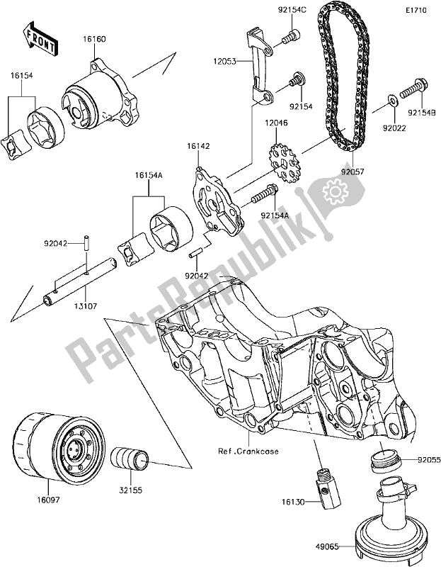 Alle onderdelen voor de C-12oil Pump van de Kawasaki EX 650 Ninja 650L Lams 2017