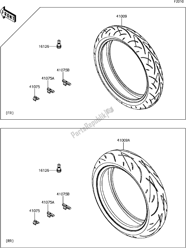 All parts for the E-12tires of the Kawasaki EX 650 Ninja 650L Lams 2017