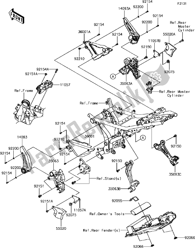 Todas las partes para E-5 Frame Fittings de Kawasaki EX 650 Ninja 650L Lams 2017