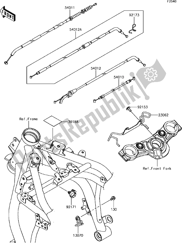 Alle onderdelen voor de F-14cables van de Kawasaki EX 650 Ninja 650L Lams 2017