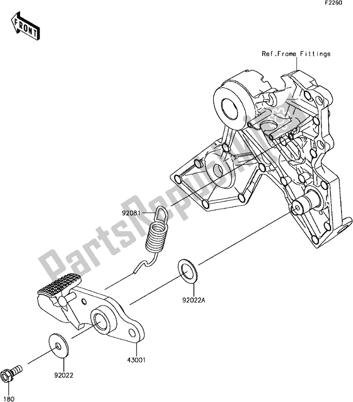 All parts for the F-3 Brake Pedal of the Kawasaki EX 650 Ninja 650L Lams 2017