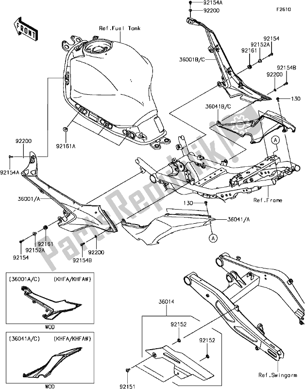 Todas las partes para G-3 Side Covers/chain Cover de Kawasaki EX 650 Ninja 650L Lams 2017