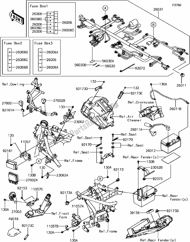 Todas las partes para G-8 Chassis Electrical Equipment(2/2) de Kawasaki EX 650 Ninja 650L Lams 2017