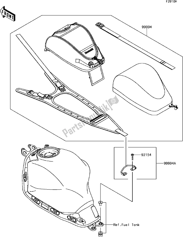 All parts for the H-14accessory(tank Bag) of the Kawasaki EX 650 Ninja 650L Lams 2017