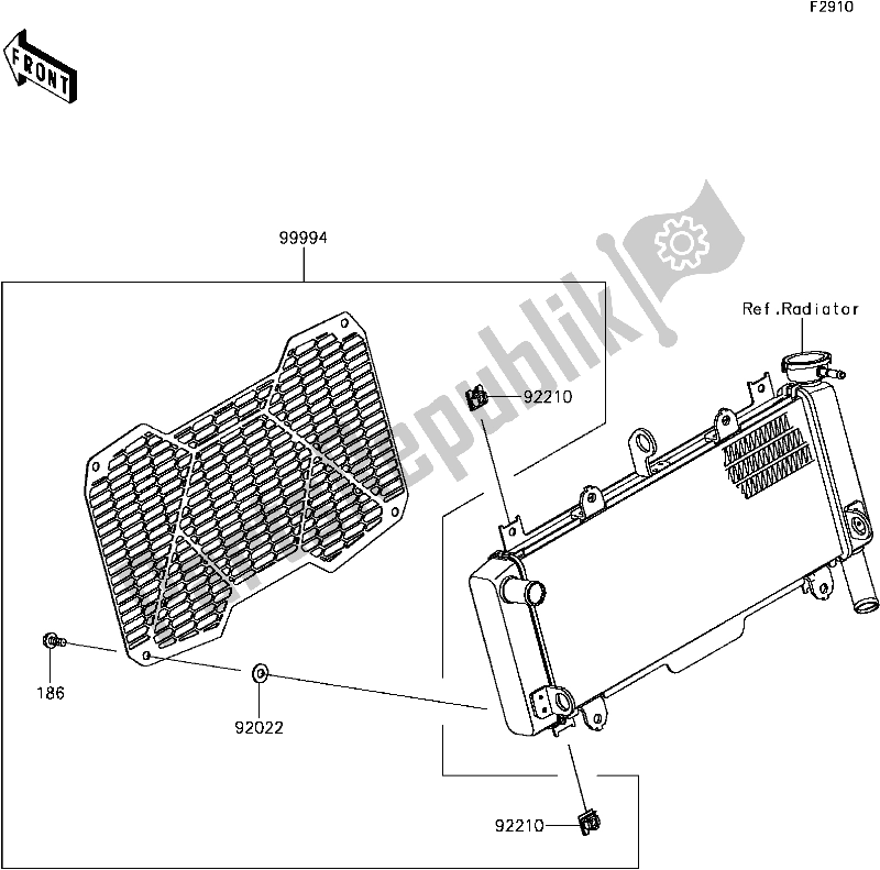 All parts for the H-6 Accessory(radiator Screen) of the Kawasaki EX 650 Ninja 650L Lams 2017