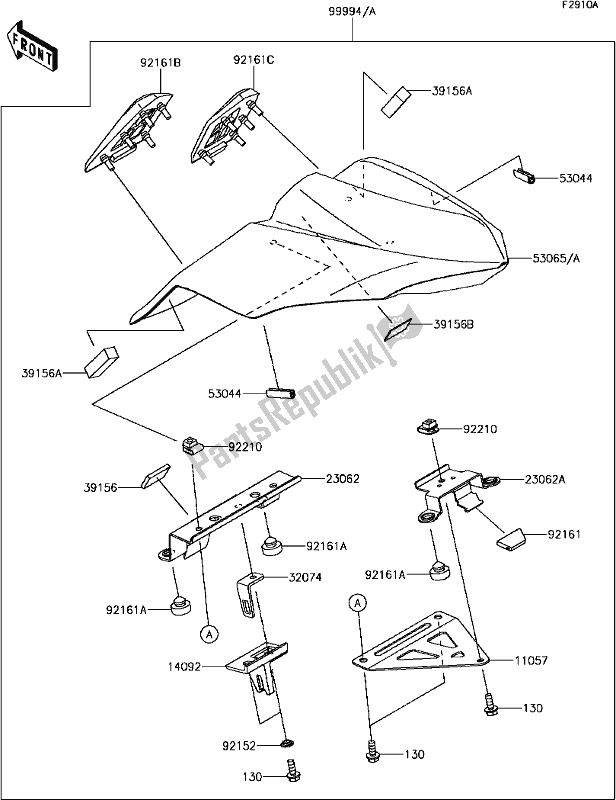 All parts for the H-7 Accessory(single Seat Cover) of the Kawasaki EX 650 Ninja 650L Lams 2017