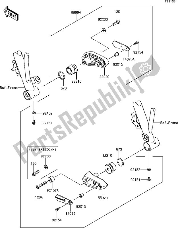 All parts for the H-8 Accessory(frame Slider) of the Kawasaki EX 650 Ninja 650L Lams 2017