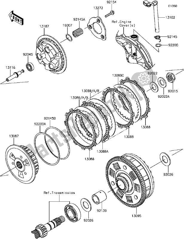 Todas las partes para B-12clutch de Kawasaki EX 650 Ninja 650L Lams KRT 2017