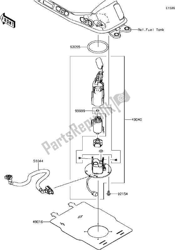 Alle onderdelen voor de C-10fuel Pump van de Kawasaki EX 650 Ninja 650L Lams KRT 2017