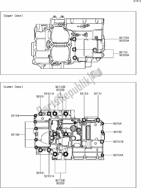 Todas las partes para C-6 Crankcase Bolt Pattern de Kawasaki EX 650 Ninja 650L Lams KRT 2017