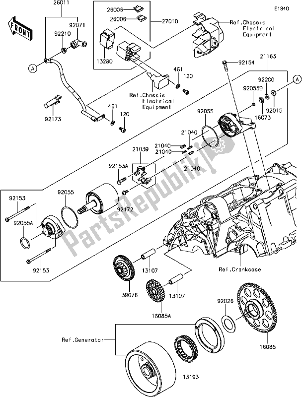 Todas as partes de D-3 Starter Motor do Kawasaki EX 650 Ninja 650L Lams KRT 2017