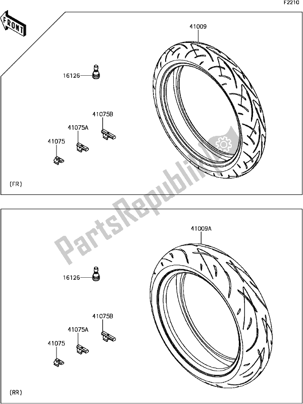 All parts for the E-12tires of the Kawasaki EX 650 Ninja 650L Lams KRT 2017