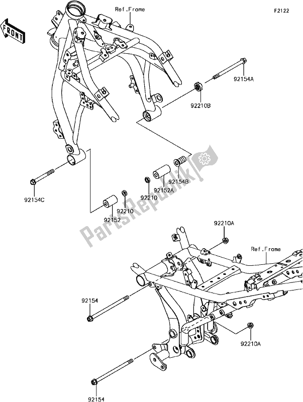 Alle onderdelen voor de E-4 Engine Mount van de Kawasaki EX 650 Ninja 650L Lams KRT 2017