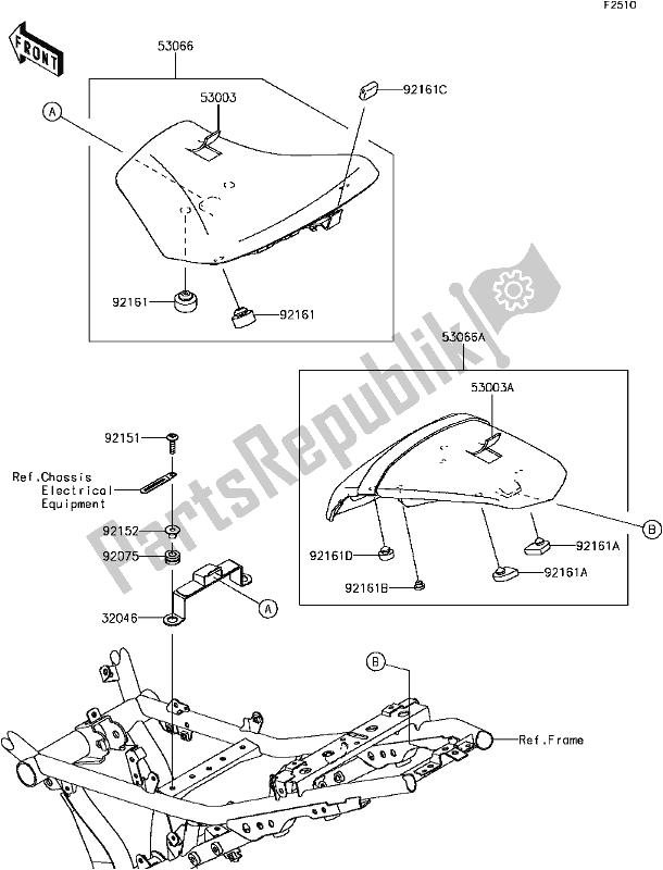 Todas as partes de F-12seat do Kawasaki EX 650 Ninja 650L Lams KRT 2017