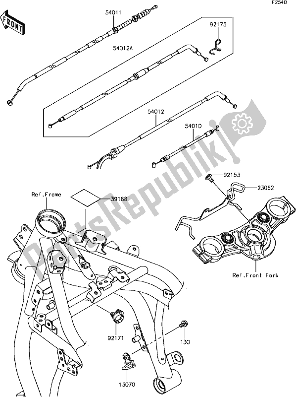 Todas las partes para F-14cables de Kawasaki EX 650 Ninja 650L Lams KRT 2017