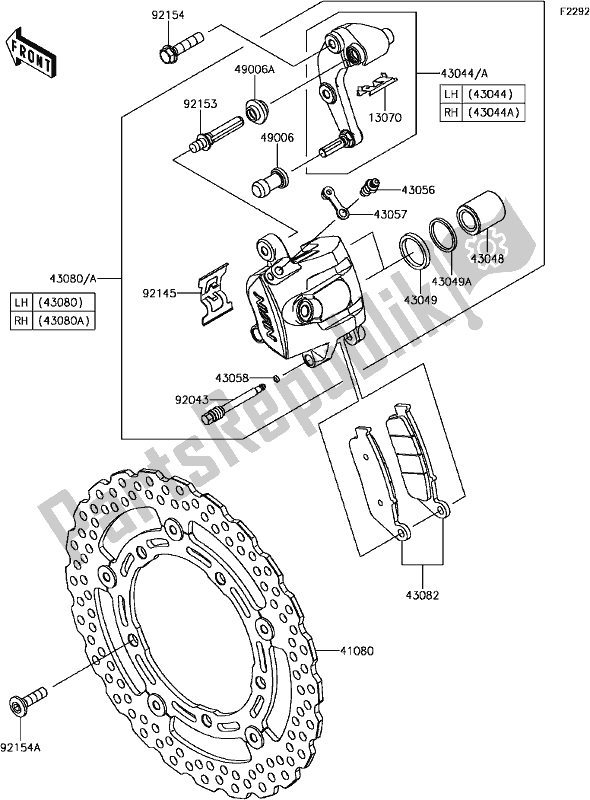 Wszystkie części do F-6 Front Brake Kawasaki EX 650 Ninja 650L Lams KRT 2017