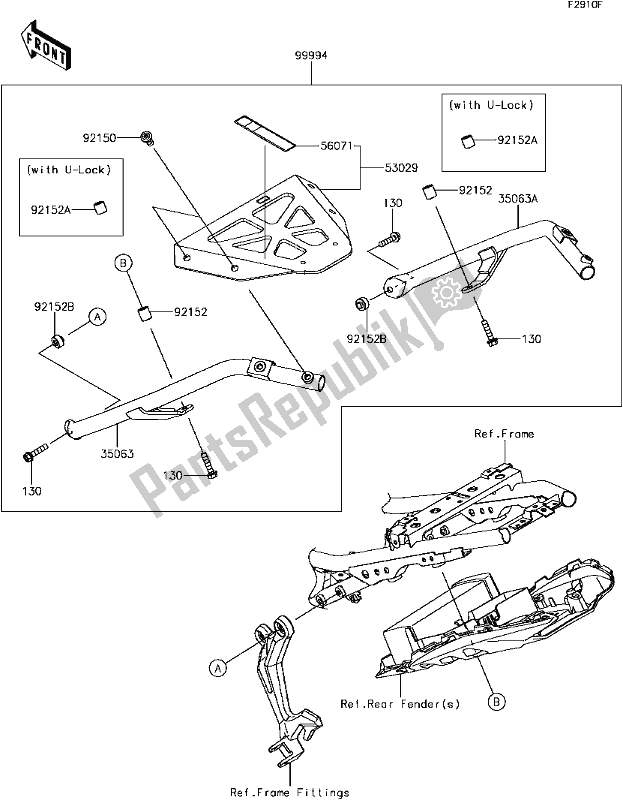 Alle onderdelen voor de H-12accessory(topcase Bracket) van de Kawasaki EX 650 Ninja 650L Lams KRT 2017