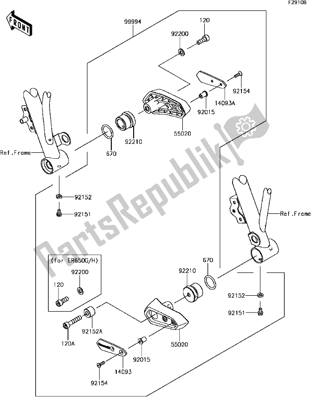 All parts for the H-8 Accessory(frame Slider) of the Kawasaki EX 650 Ninja 650L Lams KRT 2017