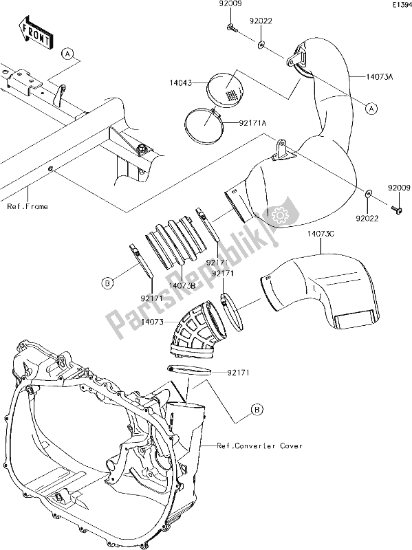 All parts for the 12 Air Cleaner-belt Converter of the Kawasaki KAF 1000 Mule Pro-dx 2018