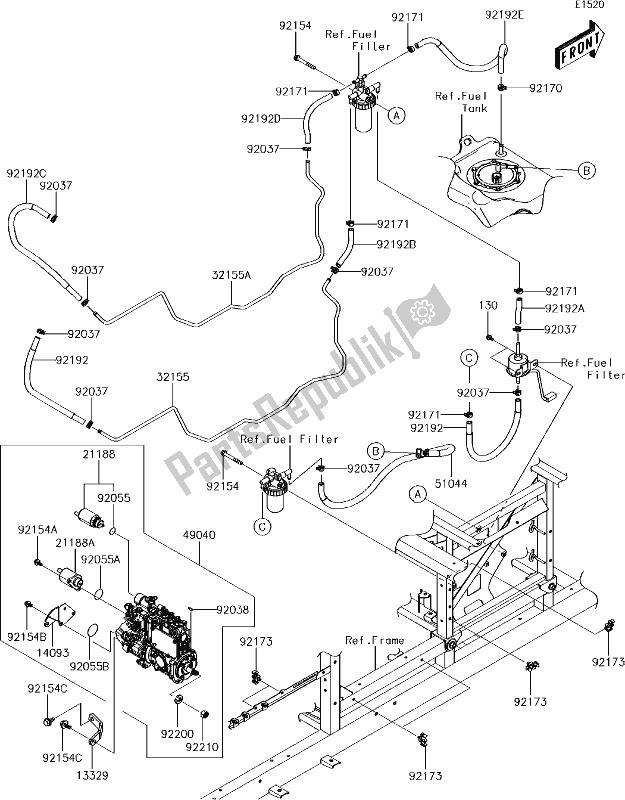 Alle onderdelen voor de 15 Fuel Pump van de Kawasaki KAF 1000 Mule Pro-dx 2018
