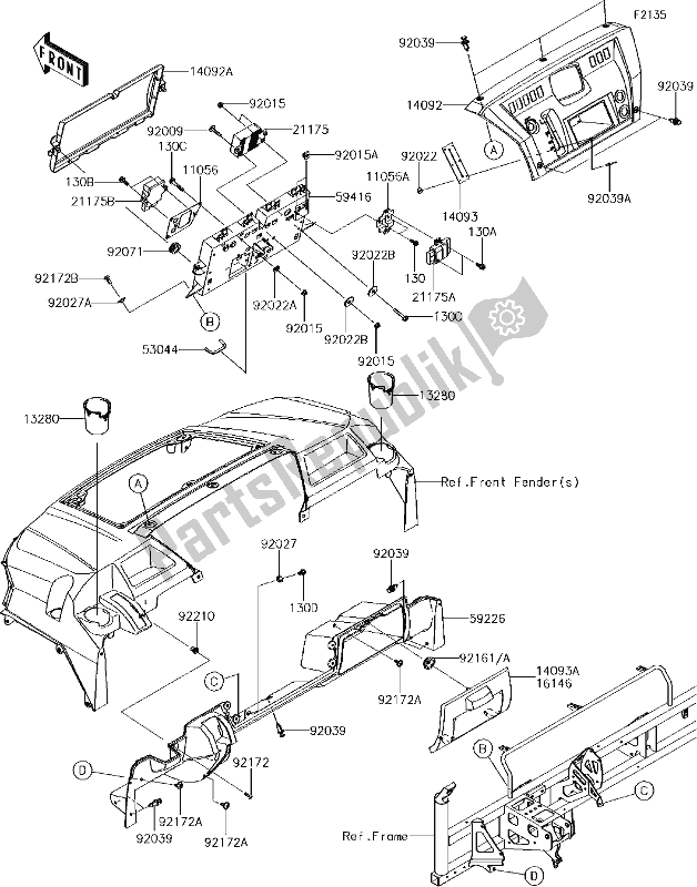 All parts for the 30 Front Box of the Kawasaki KAF 1000 Mule Pro-dx 2018